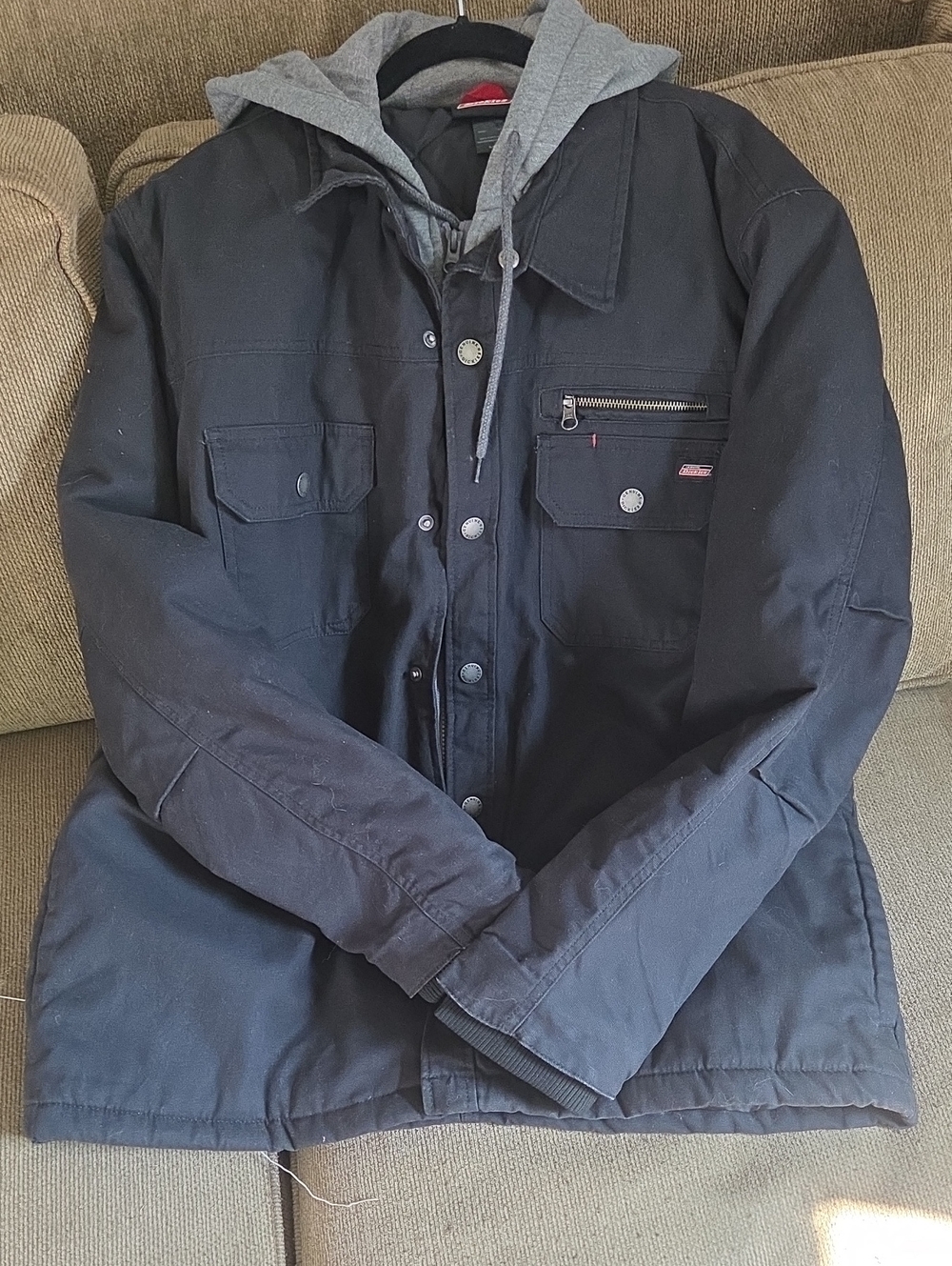 Vintage Y2k Dickies Black Work Jacket with Gray Hooded Liner Mens Size Xl